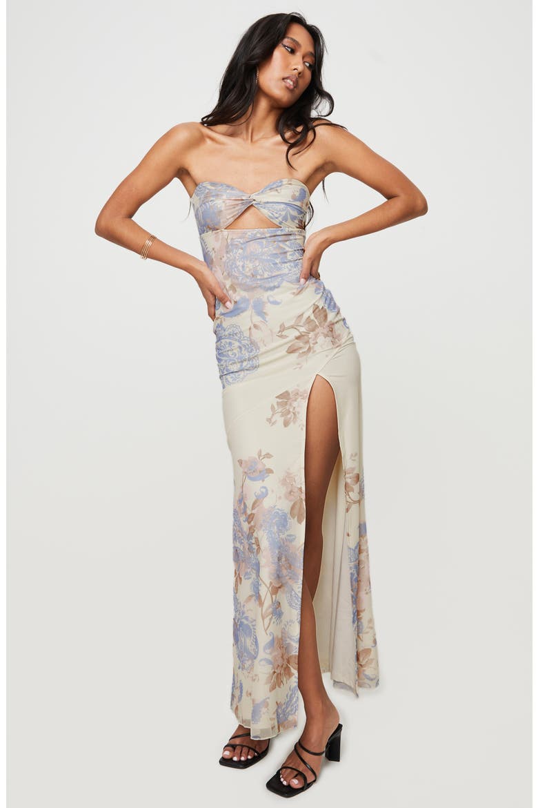 Kyanne Strapless Cutout Maxi Dress, Alternate, color, CREAM