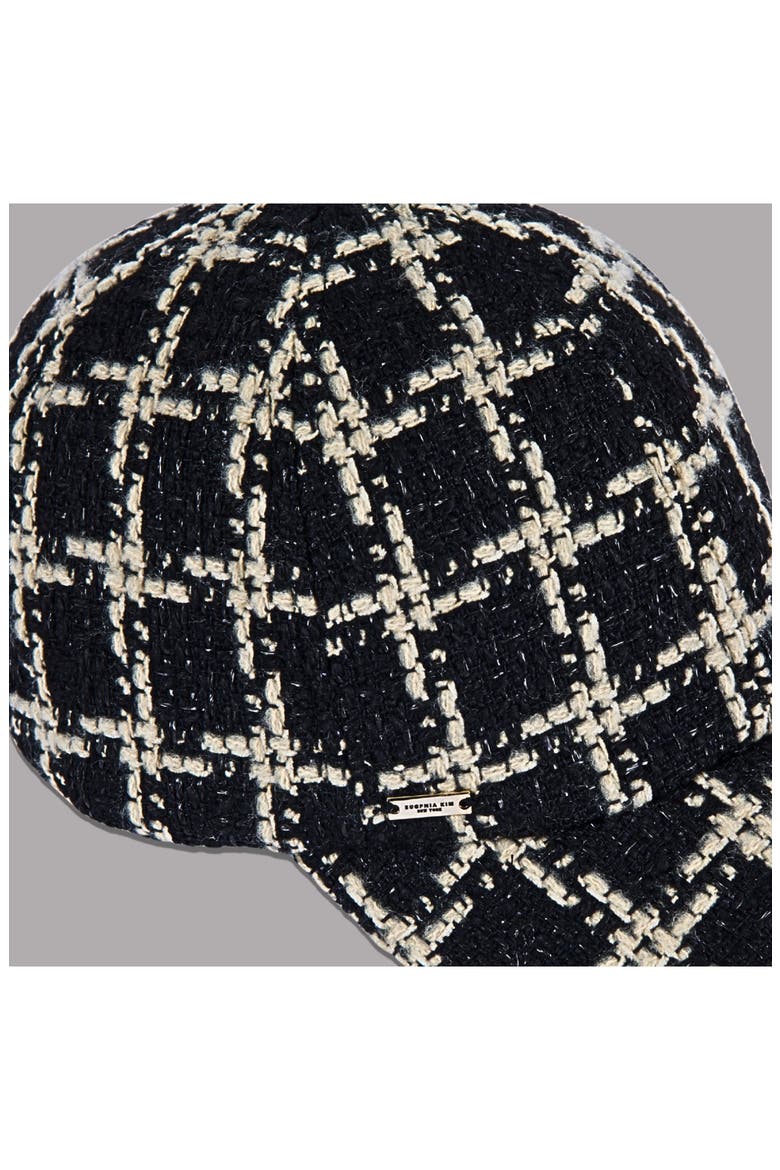 Windowpane Tweed Baseball Cap, Alternate, color, BLACK/ BEIGE