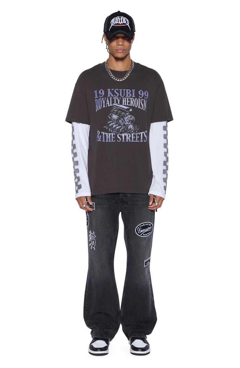 Ksubi Engine Layered Long Sleeve Graphic T-Shirt, Alternate, color, Black