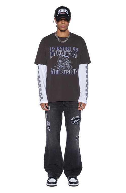 Ksubi Engine Layered Long Sleeve Graphic T-shirt In Black