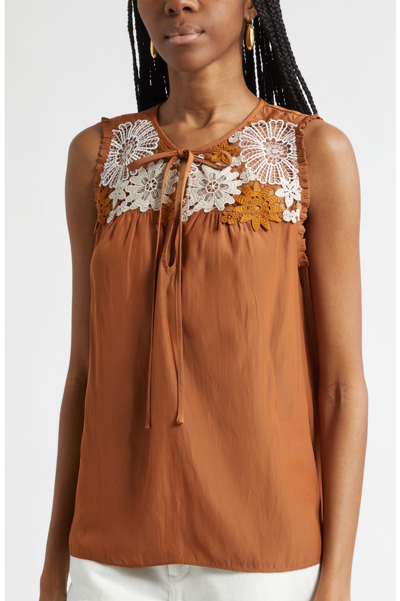 Adaline Embroidered Sleeveless Top, Alternate, color, COFFEE