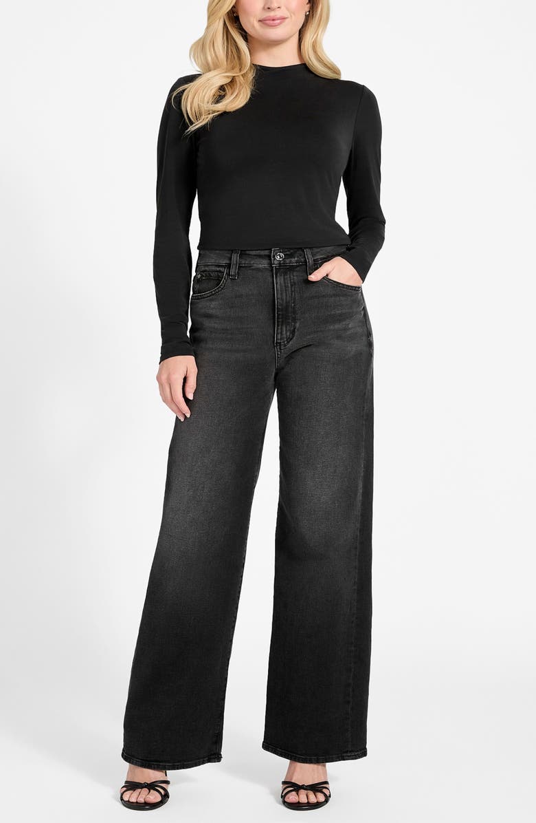 GUESS Elyana Mock Neck Top, Alternate, color, Black-Black