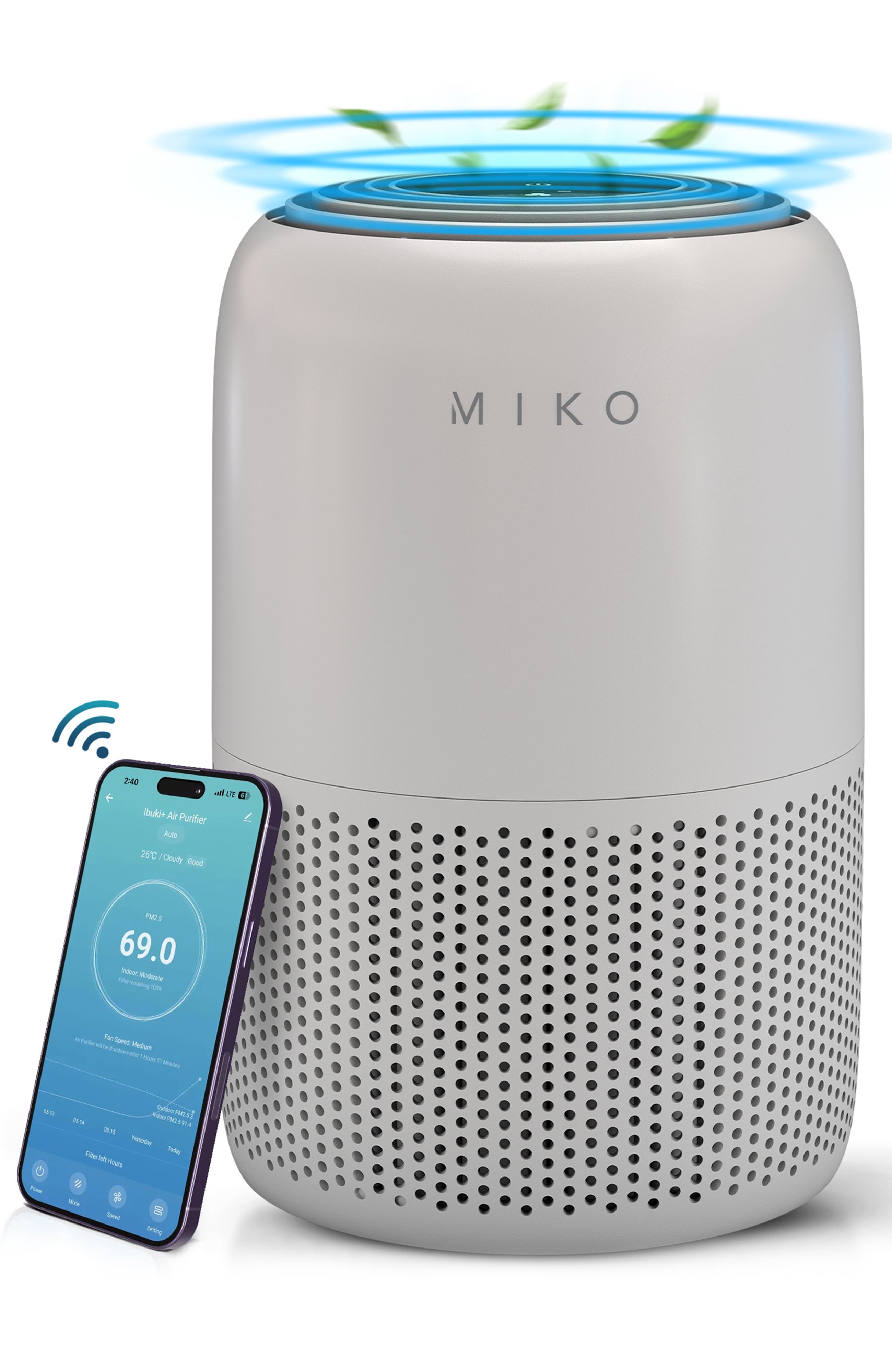 MIKO Smart True HEPA Air Purifier with App Control - Covers up to 770 Sq. Ft. in Grey at Nordstrom
