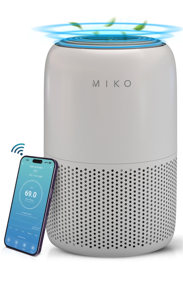 MIKO Smart True HEPA Air Purifier with App Control - Covers up to 770 Sq. Ft., Main, color, Grey