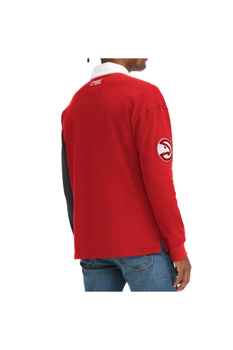Men's Tommy Jeans Red/Black Atlanta Hawks Ronnie Rugby Long Sleeve T-Shirt, Alternate, color, Red