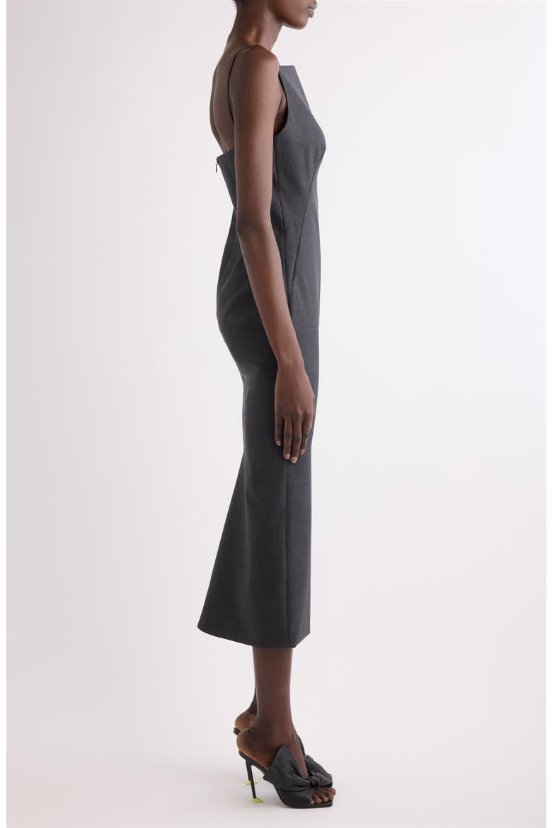 Sliced Kickback Wool Grain de Poudre Sheath Dress, Alternate, color, GREY MIX