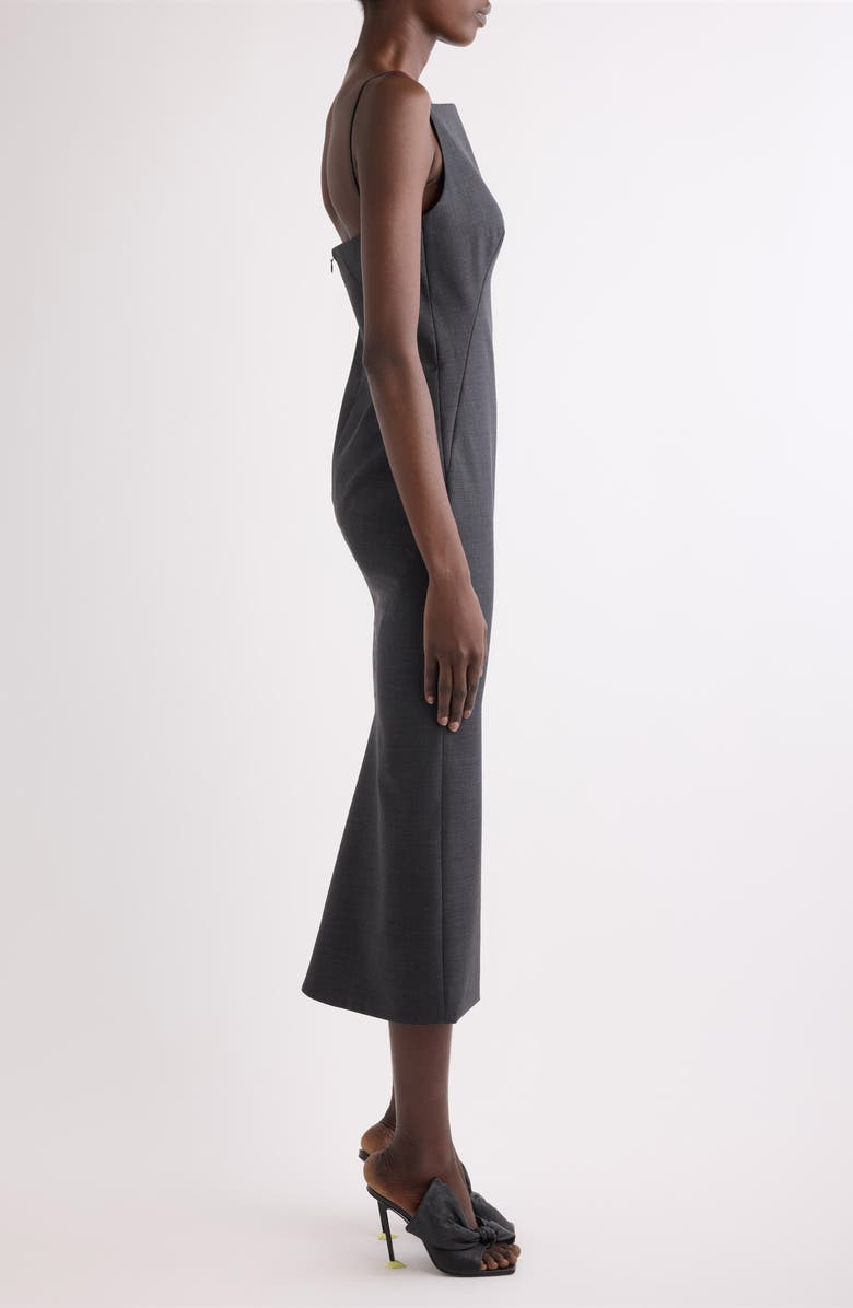 Givenchy Sliced Kickback Wool Grain de Poudre Sheath Dress, Alternate, color, Grey Mix