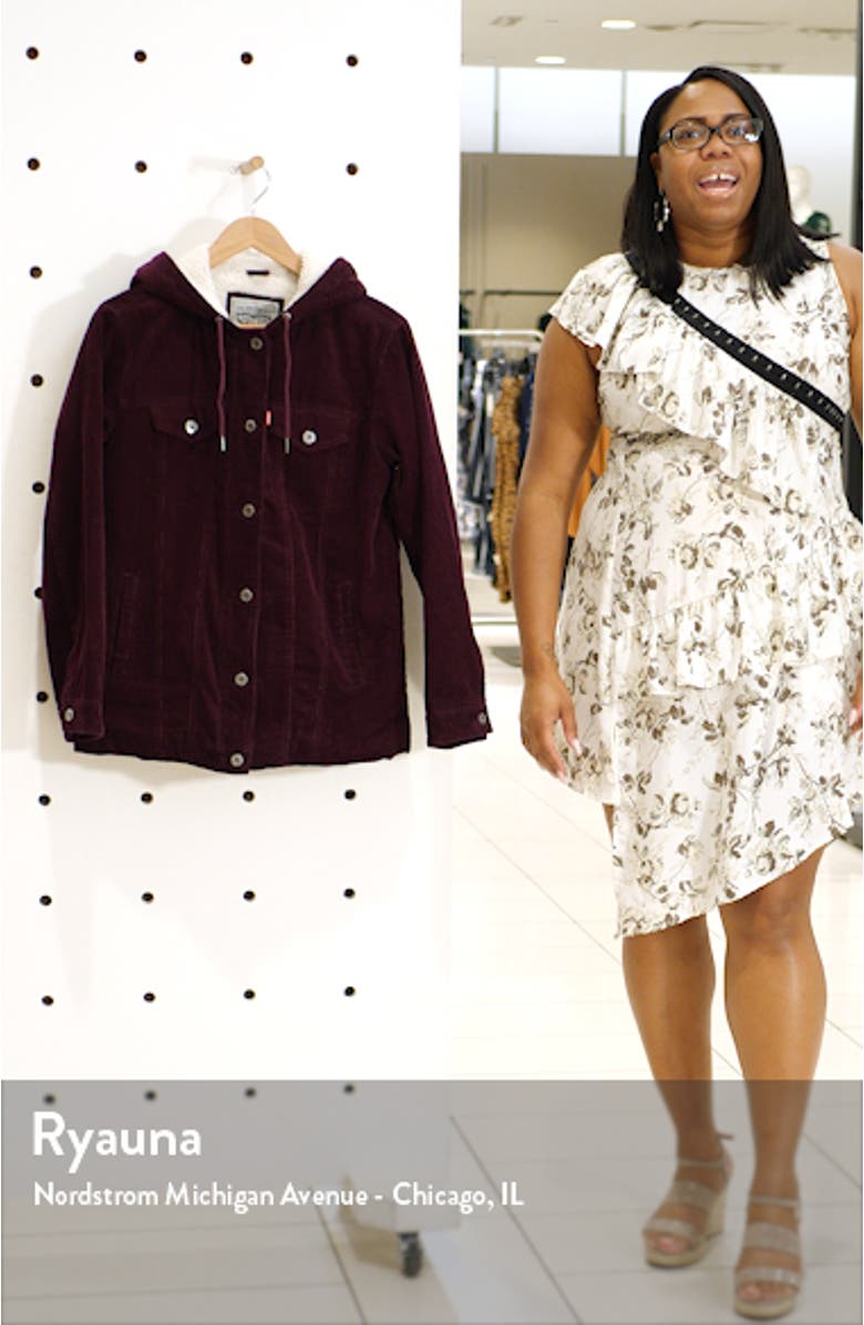 Hooded Corduroy Trucker Jacket with Faux Shearling Lining, sales video thumbnail