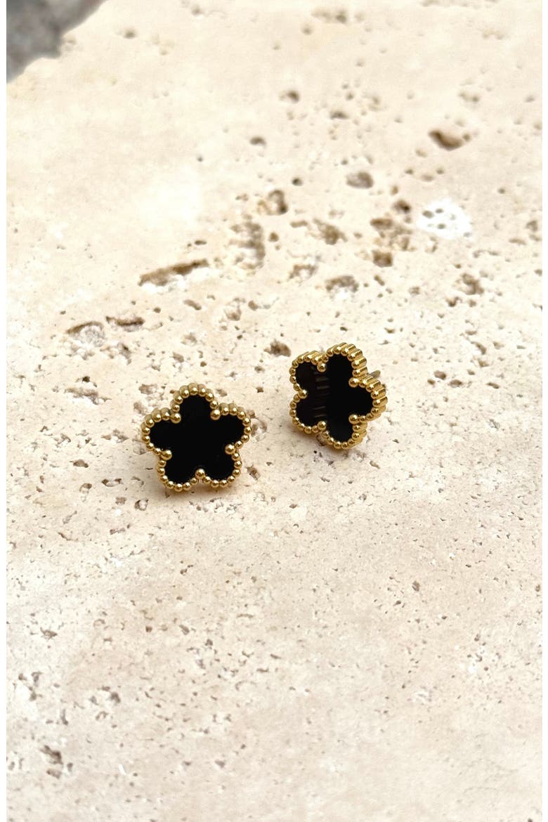 Clover Stud Earrings, Alternate, color, BLACK