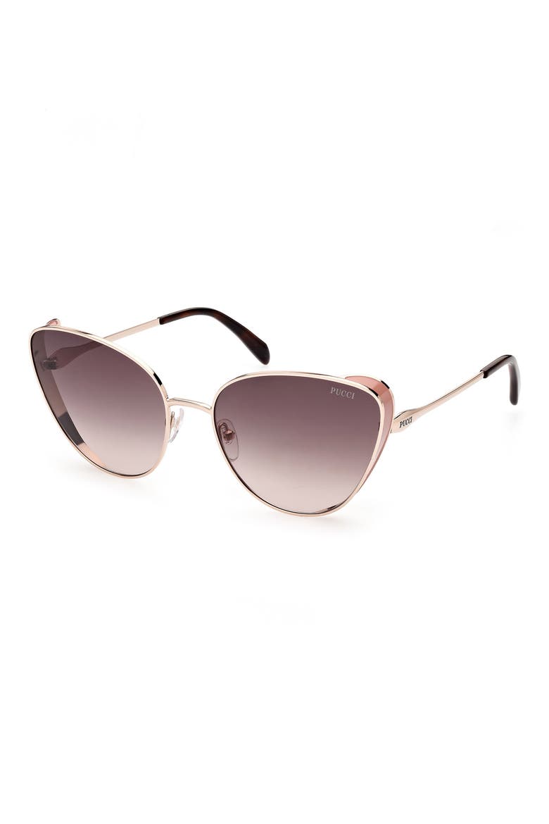 61mm Cat Eye Gradient Lens Sunglasses, Alternate, color, ROSE GOLD/ GRADIENT SMOKE
