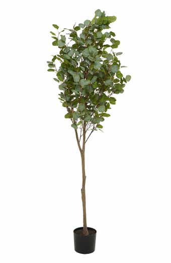 GINGER BIRCH STUDIO Green Faux Foliage Potted Artificial Eucalyptus Tree