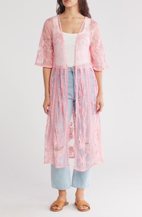 Crochet Lace Tie Front Duster