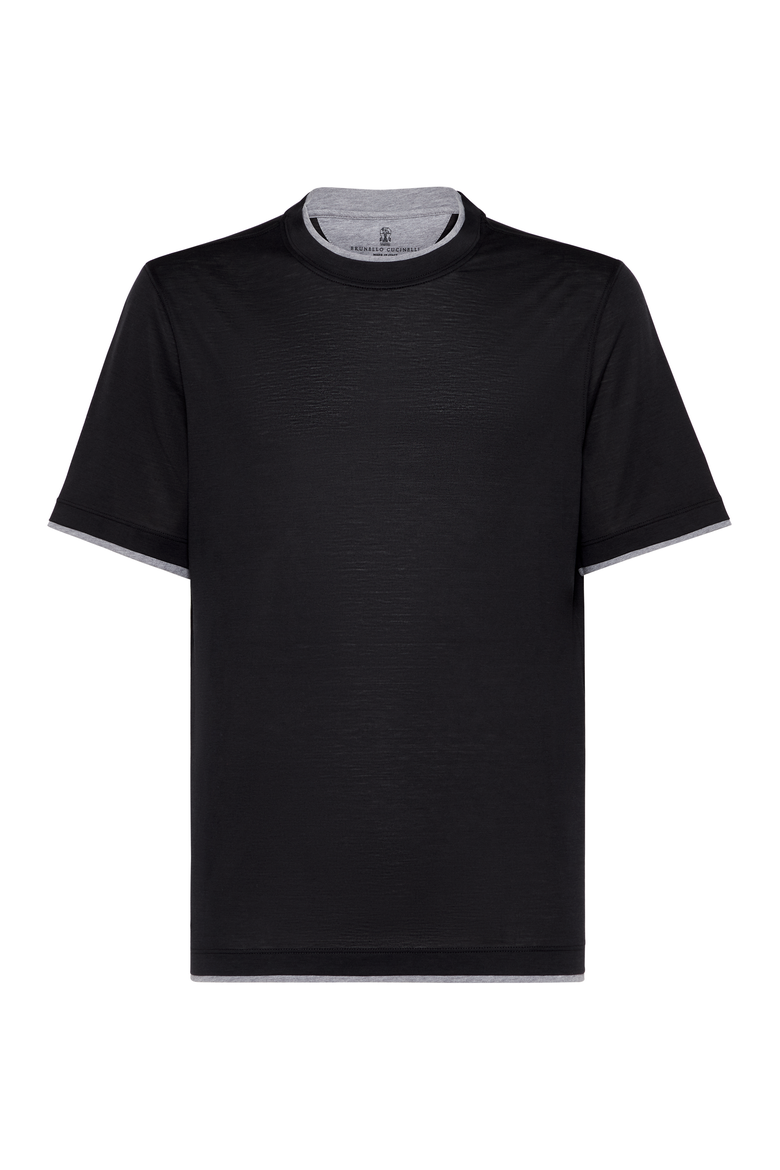 T-shirt with faux-layering, Main, color, Black