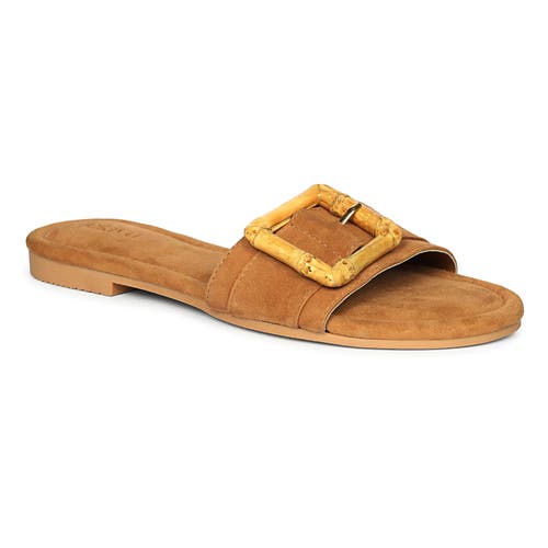Jelavu Amsterdam Suede Leather Band Slide Sandals In Cognac