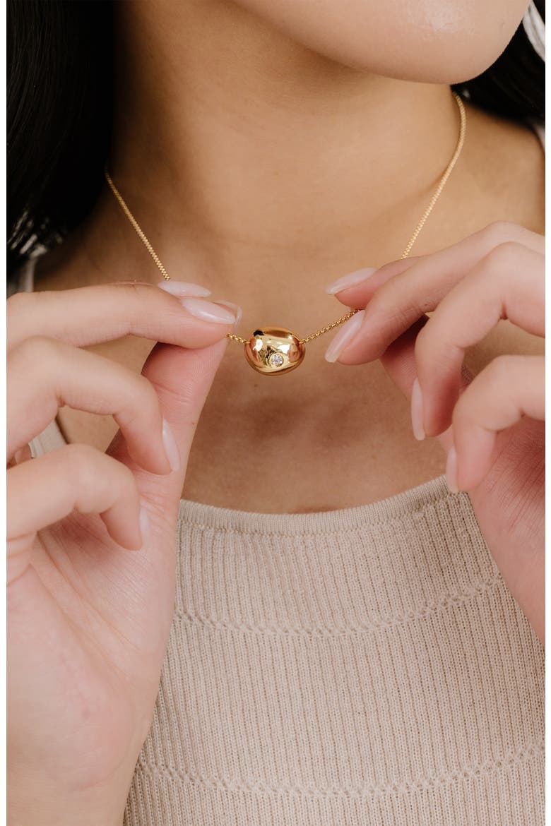 Crystal Dot Pebble Pendant Necklace, Alternate, color, GOLD