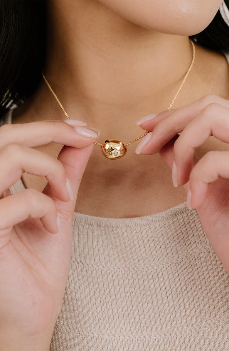 Ettika Crystal Dot Pebble Pendant Necklace, Alternate, color, Gold