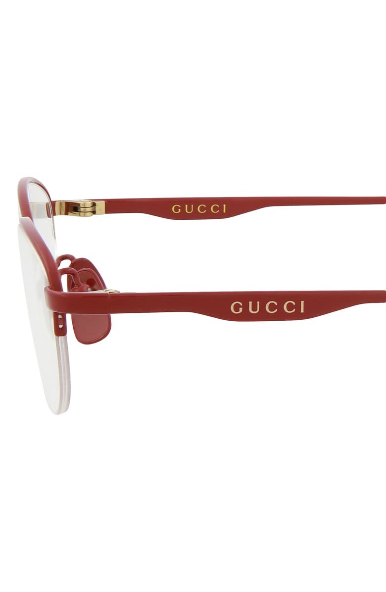 Gucci 53mm Oval Optical Frames, Alternate, color, Red Red Transparent