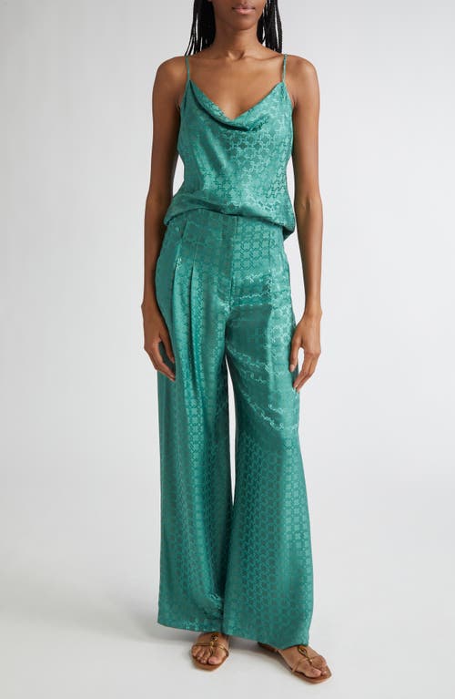 Veronica Beard Colter Geo Print Wide Leg Pants In Green