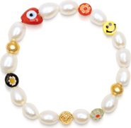 Nialaya Smiley Face Pearl Bracelet
