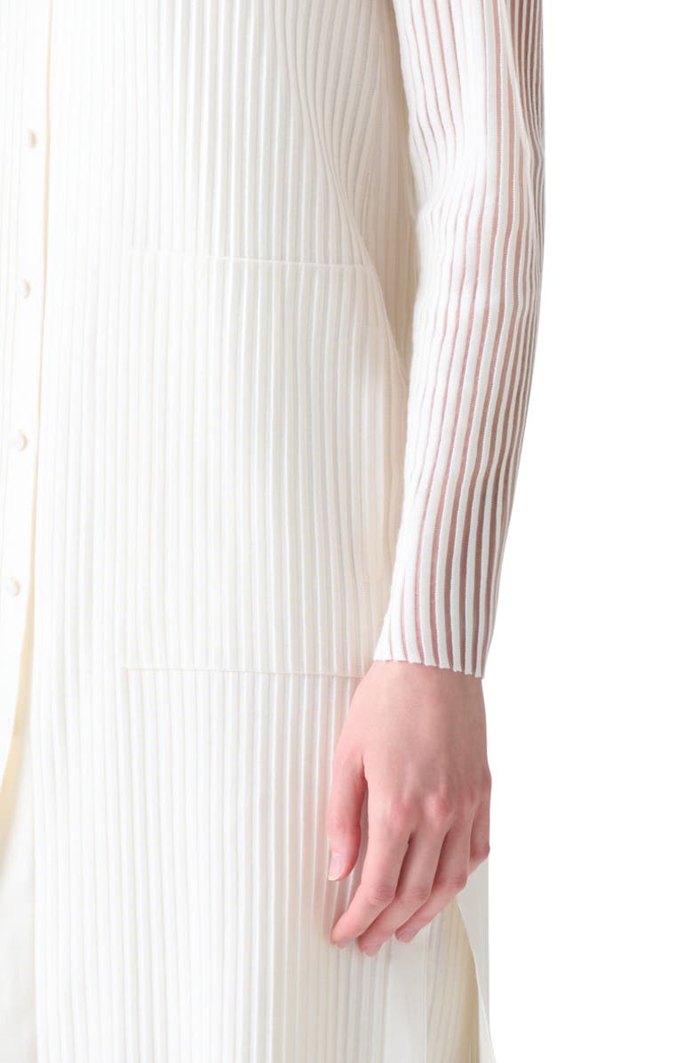 Akris Sheer Stripe Silk & Cotton Blend Coatigan, Alternate, color, Ecru