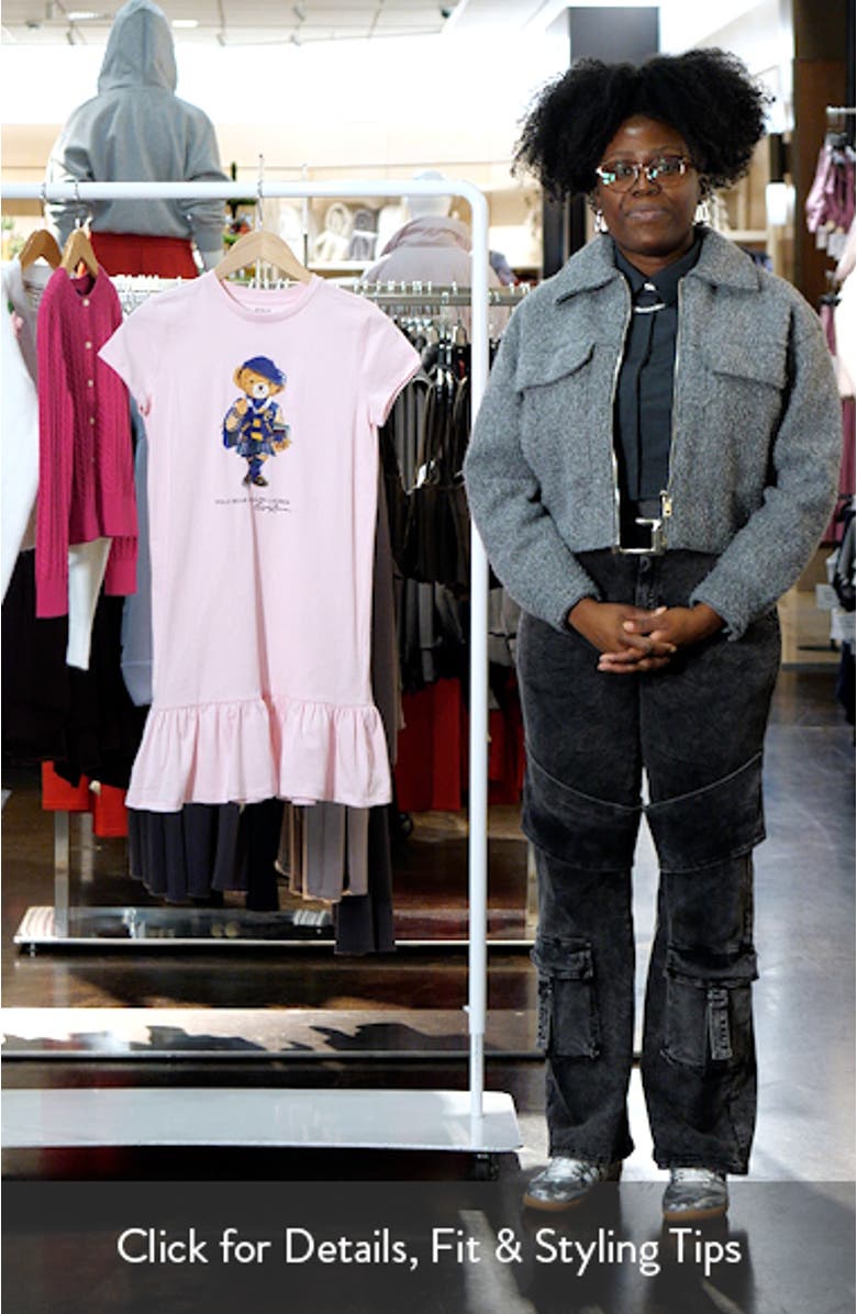 Kids' Polo Bear Ruffle Jersey T-Shirt Dress, sales video thumbnail