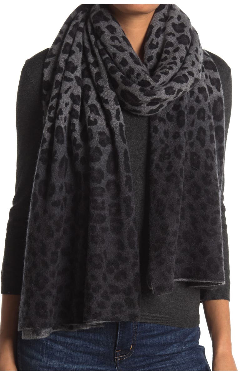 360 CASHMERE Deenah Leopard Cashmere Wrap, Alternate, color, 