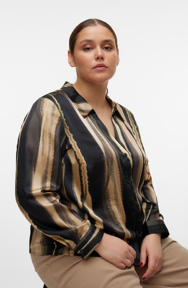 VERO MODA CURVE Tam Tonja Stripe Button-Up Shirt, Alternate, color, 