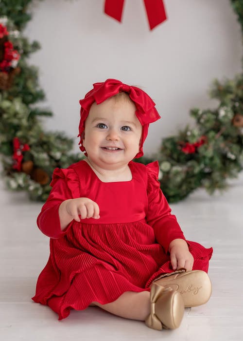 Isobella & Chloe Isobella And Chloe Merry 'n' Bright Toddler Girls' Red Velvet Dress With Ruffled Sh In Red