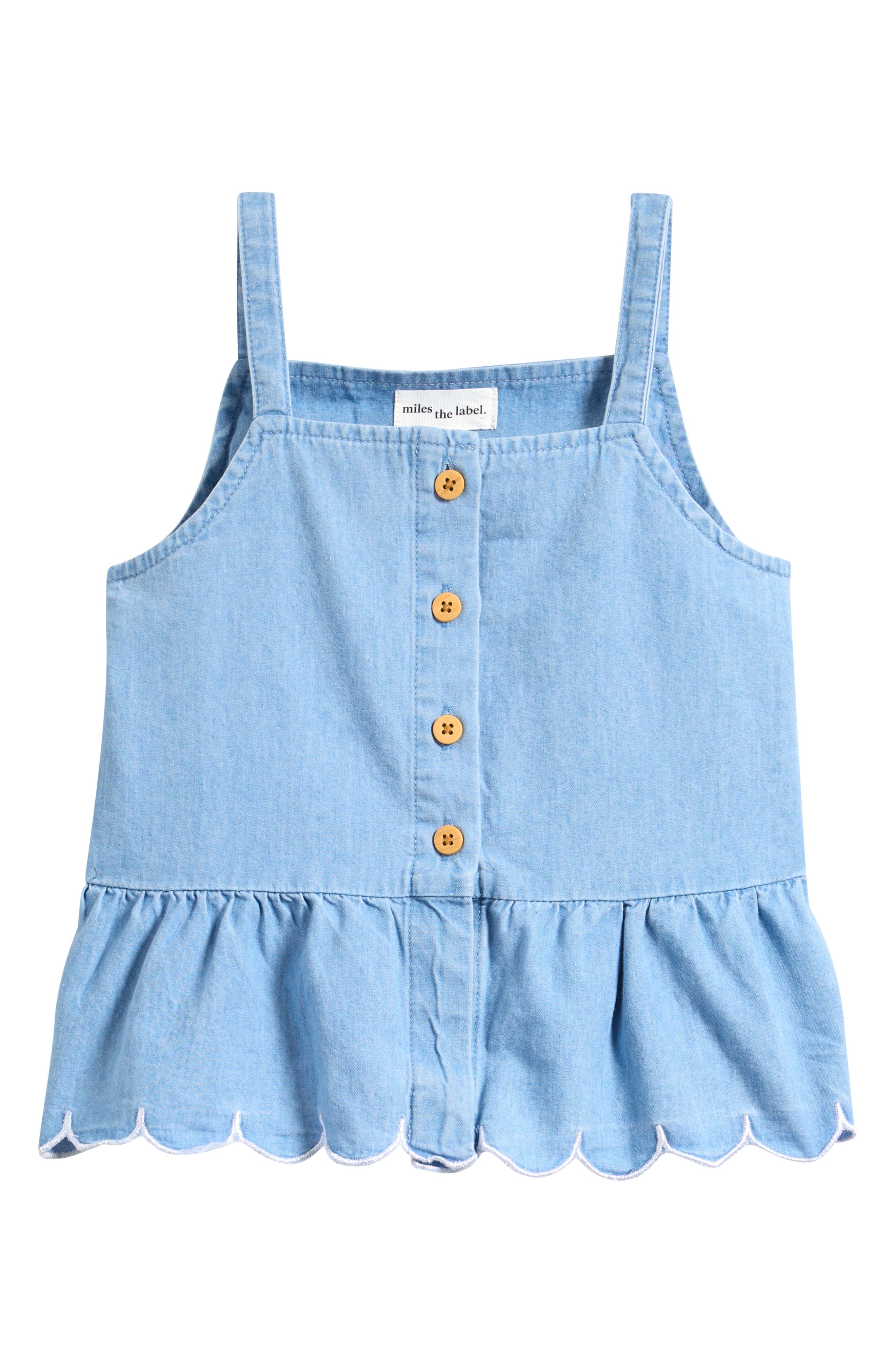 Kids' Scallop Chambray Peplum Top