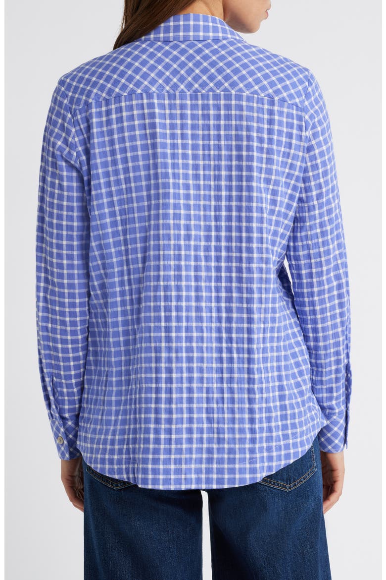 Cassie Plaid Stretch Cotton Button-Up Shirt, Alternate, color, IRIS BLOOM
