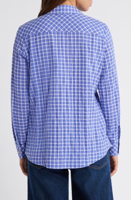 Foxcroft Cassie Plaid Stretch Cotton Button-up Shirt In Iris Bloom