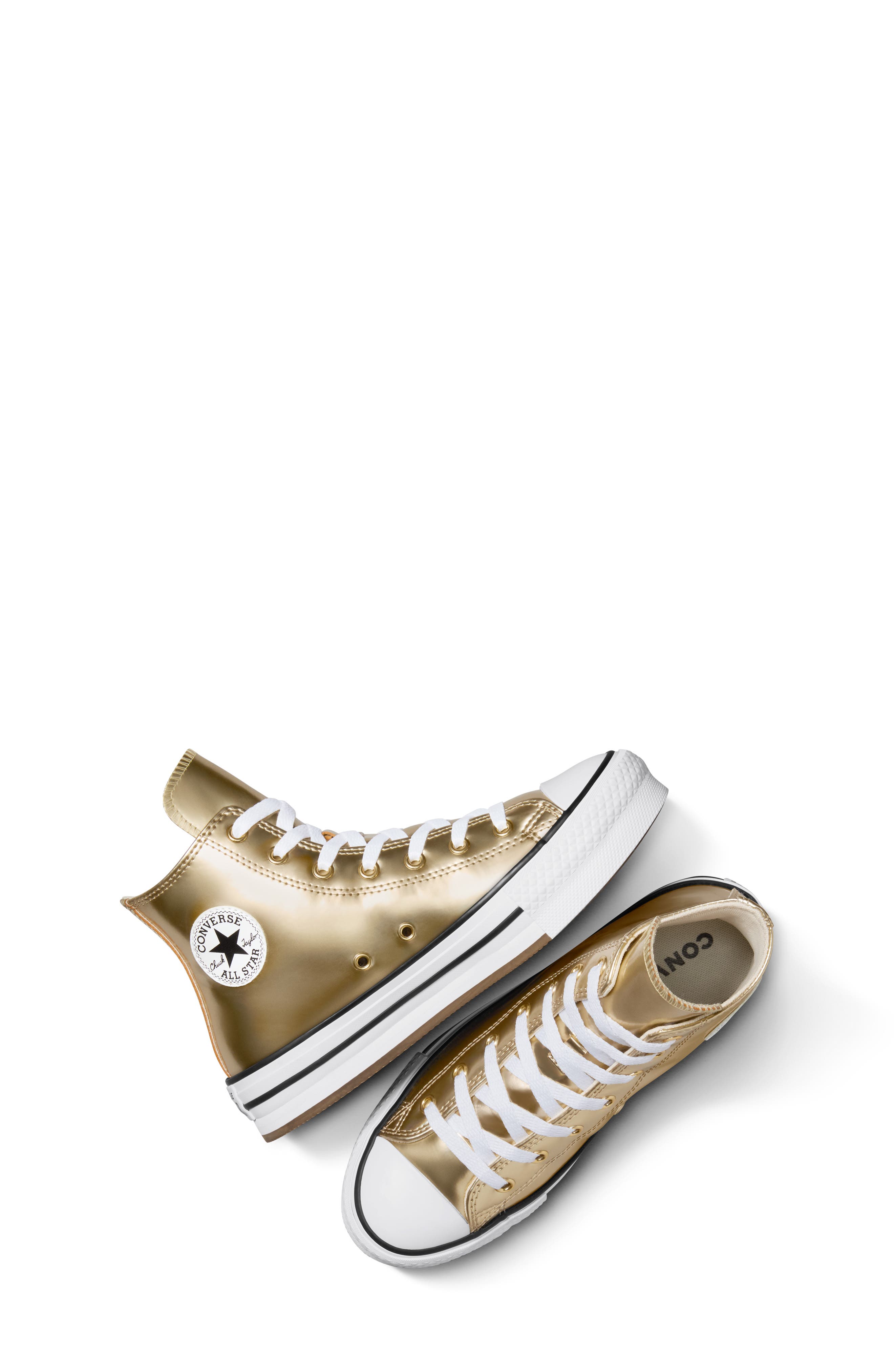 Converse Kids' Chuck Taylor<sup>®</sup> All Star<sup>®</sup> Lift High Top Sneaker, Alternate, color, Metallic Gold/ White/ Ivory