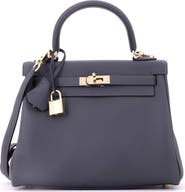 Pre-Owned Hermes Kelly Handbag Verso Swift with Permabrass Hardware 25