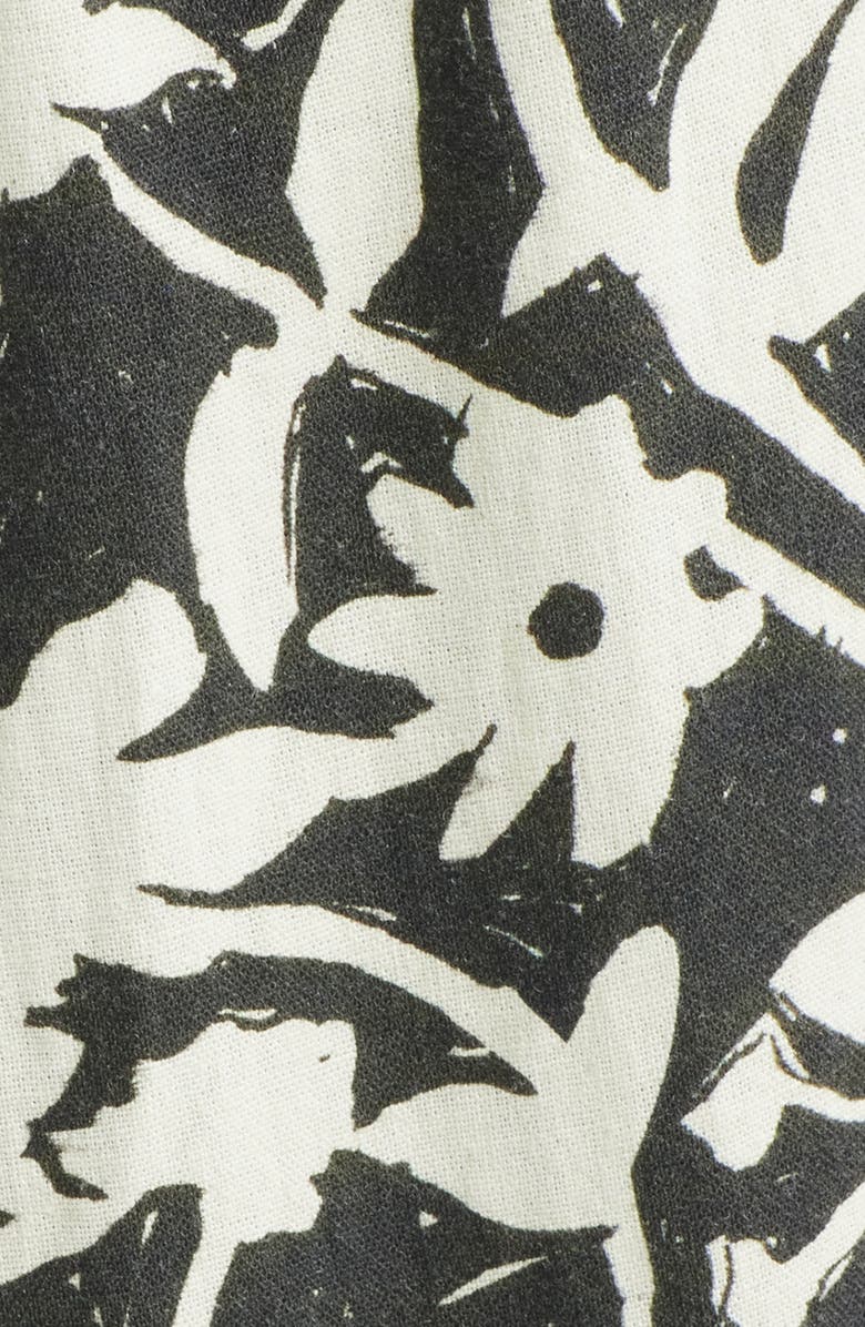 Topshop Mono Floral Wide Leg Drawstring Pants, Alternate, color, Ivory Multi