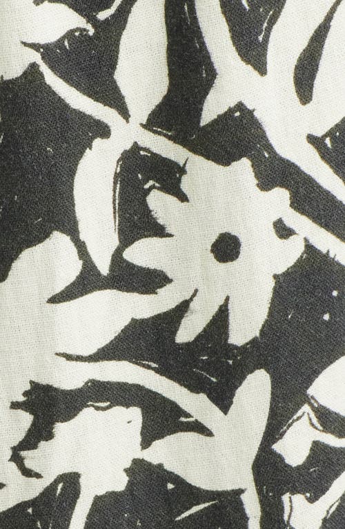 Topshop Mono Floral Wide Leg Drawstring Pants In Multi