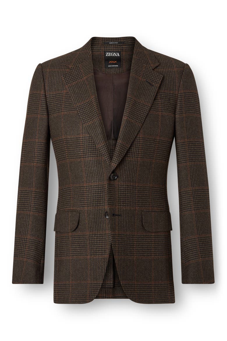 Regular Fit Plaid Cashmere Sport Coat, Alternate, color, Dark Olive Green/Black