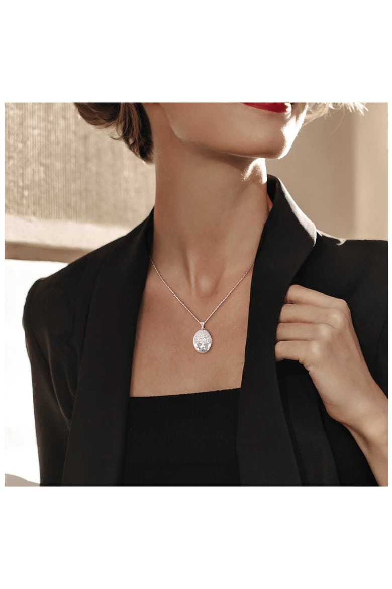 Tree Of Life Oval Locket Pendant Necklace, Alternate, color, SILVER