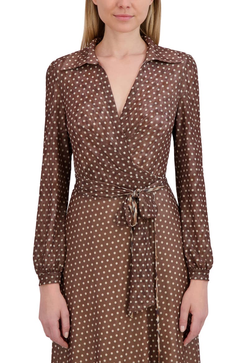 Angela Reversible Long Sleeve Wrap Front Dress, Alternate, color, BROWN MULTI