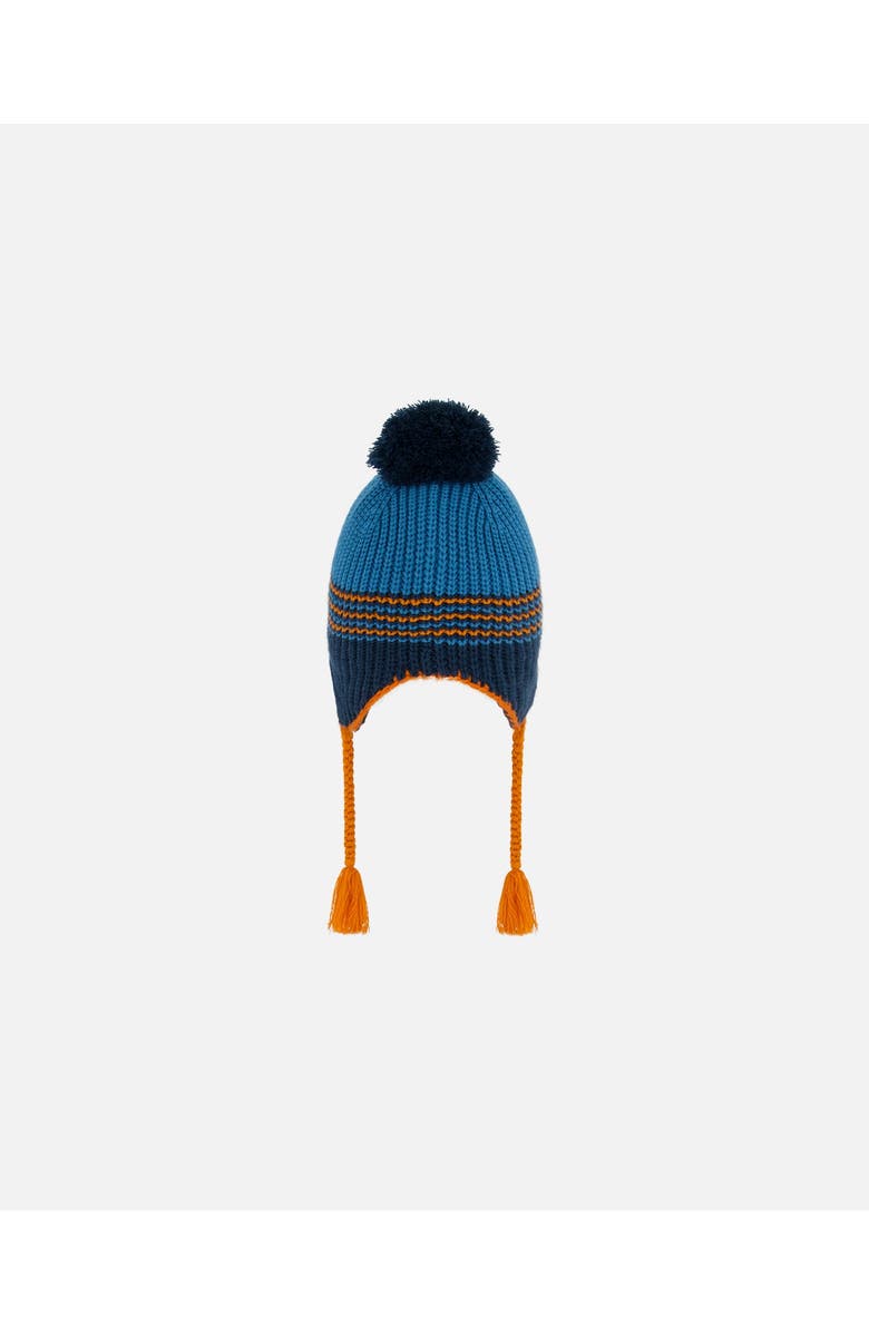 Deux par Deux Baby Boy's Peruvian Knit Hat Blue And Orange, Alternate, color, Stripes