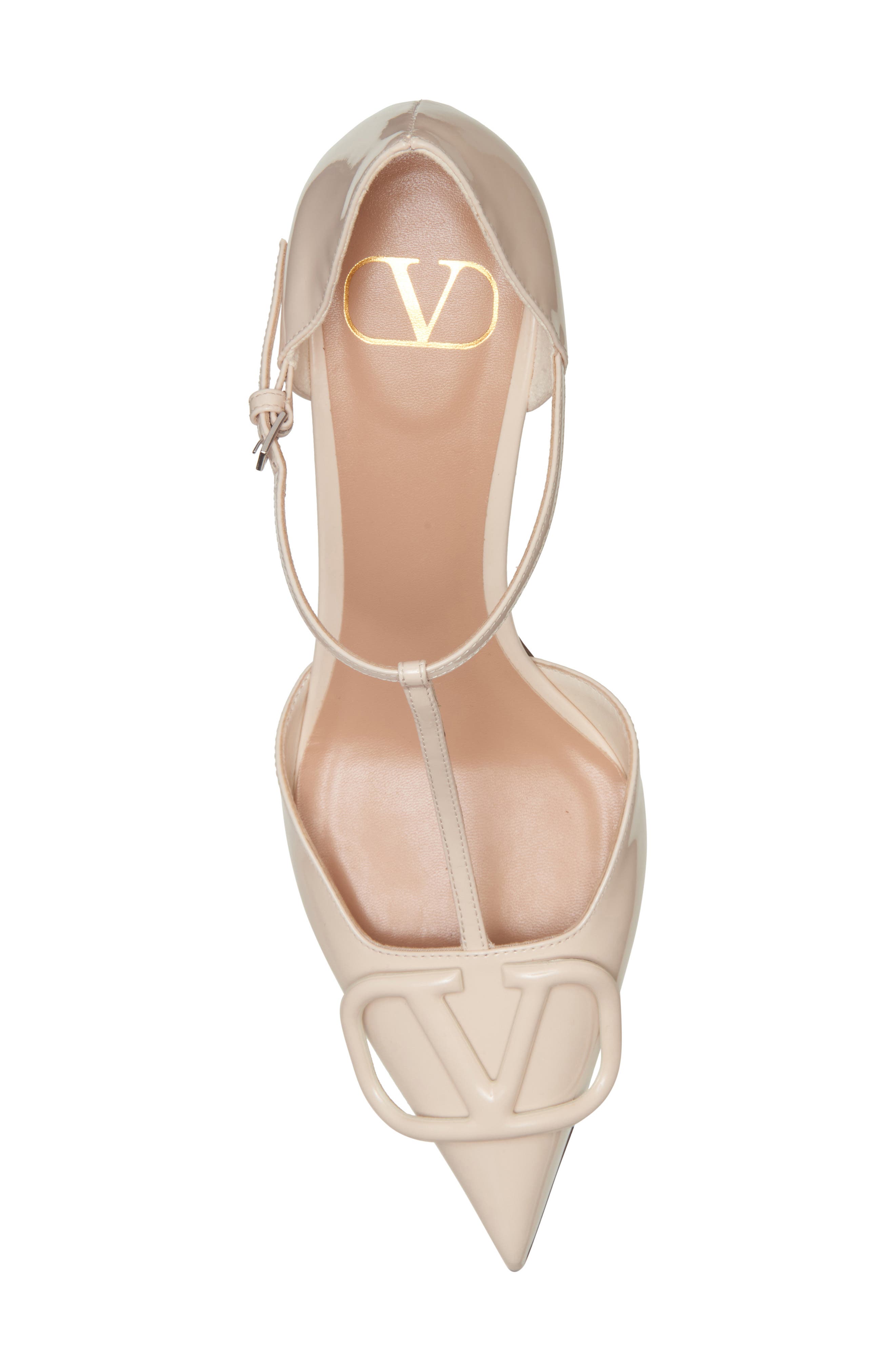 Valentino Garavani VLOGO T-Strap d'Orsay Pump, Alternate, color, Light Ivory