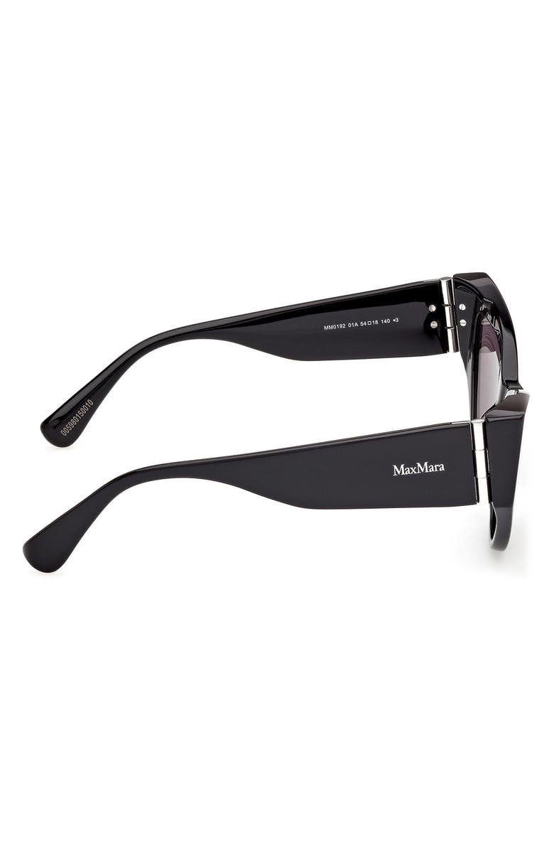 Max Mara 54mm Cat Eye Sunglasses, Alternate, color, Shiny Black / Smoke Lenses