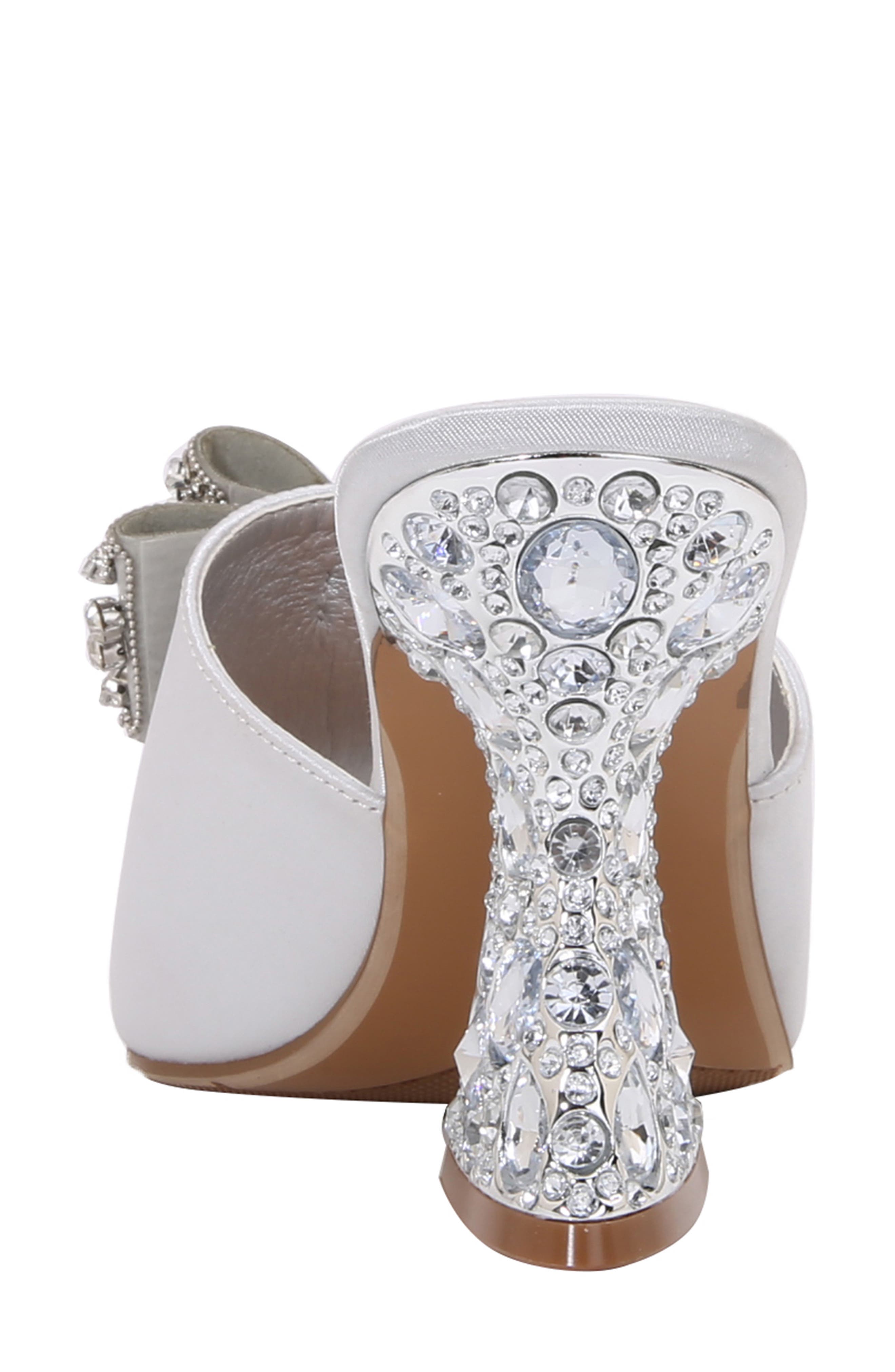 LADY COUTURE Spark Crystal Bow Mule, Alternate, color, Silver
