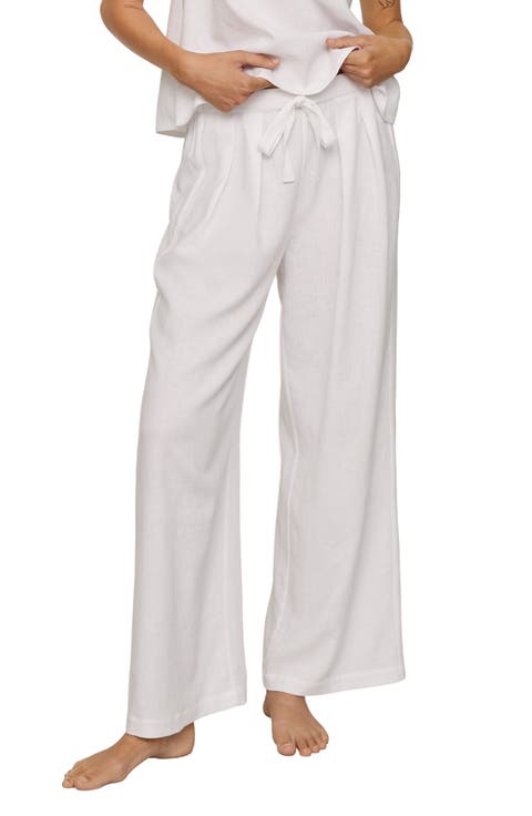 Linen Blend Drawstring Lounge Pants