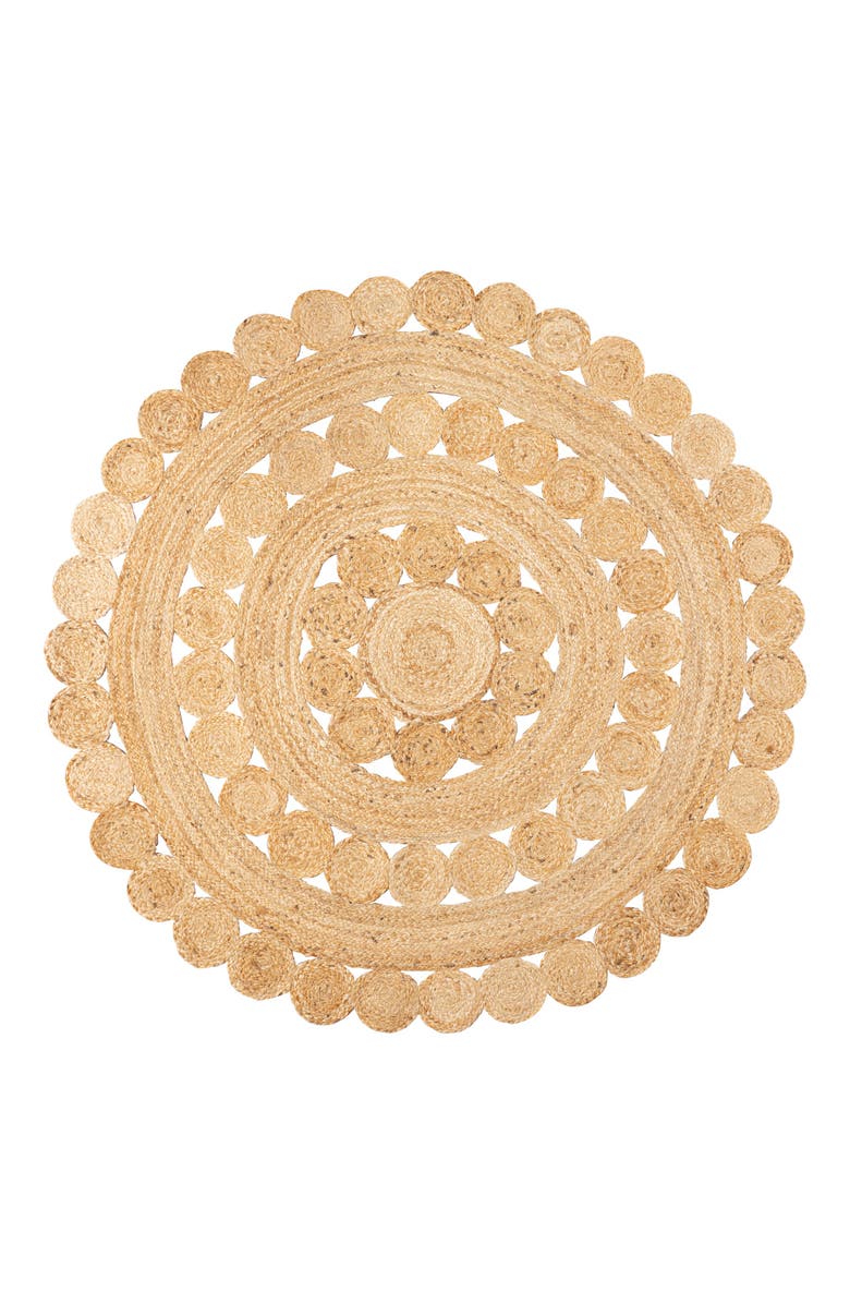 JONATHAN Y Daisy Hippy Jute Medallion Circle Round Area Rug, Main, color, Natural