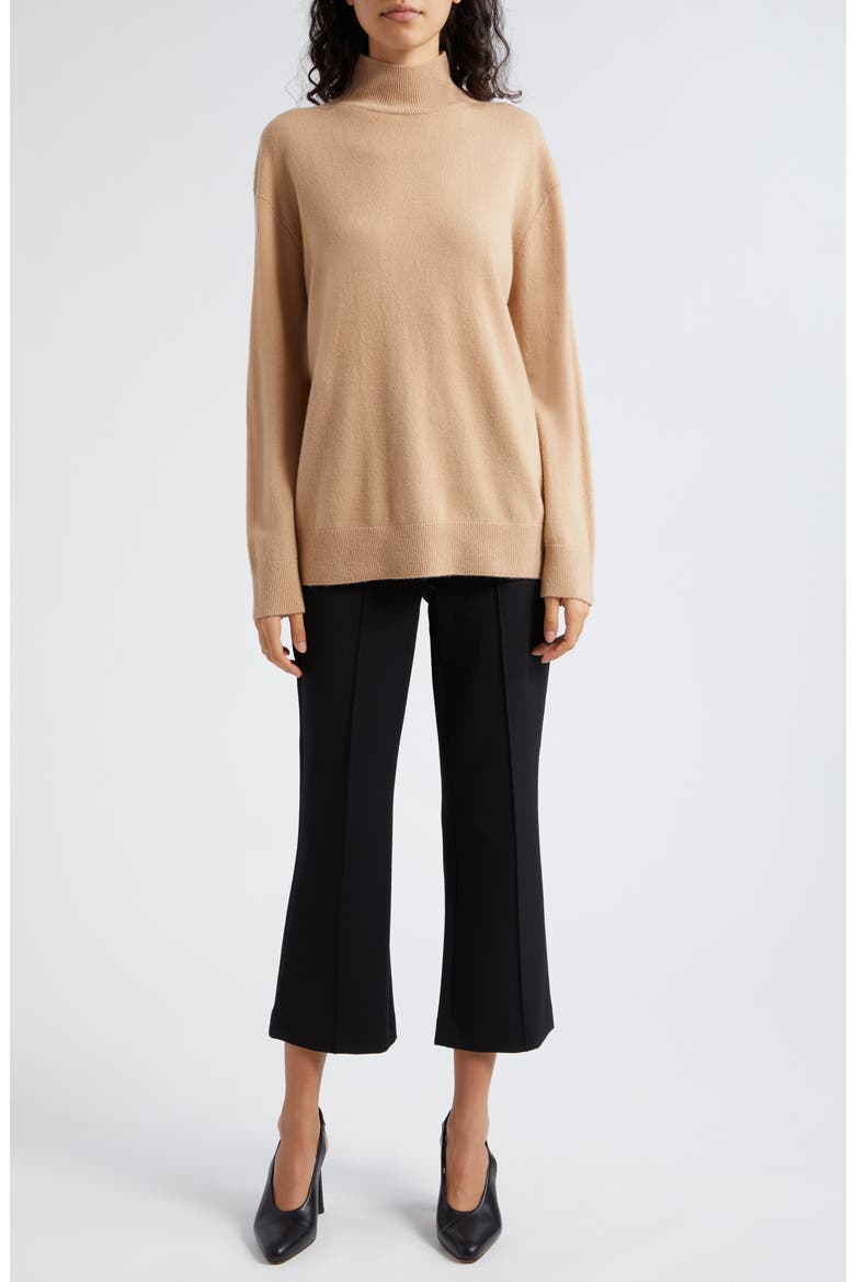 Pintuck Crop Flare Cotton Blend Pants, Alternate, color, BLACK