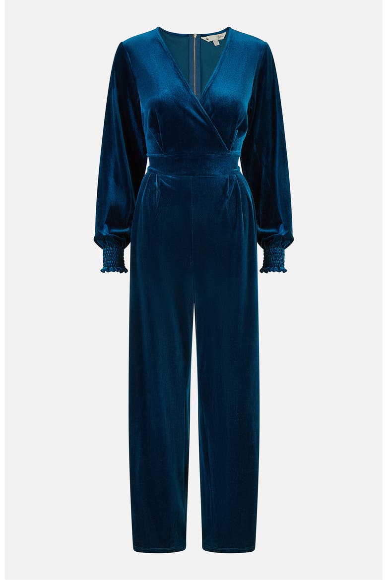 Velvet Long Sleeve Jumpsuit, Alternate, color, Teal