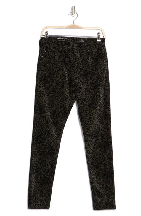 The Farrah High Waist Ankle Velvet Skinny Jeans (Bold Leopard Ivory Dust)