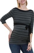 Kimi & Kai Maternity Striped Boat Neck Top