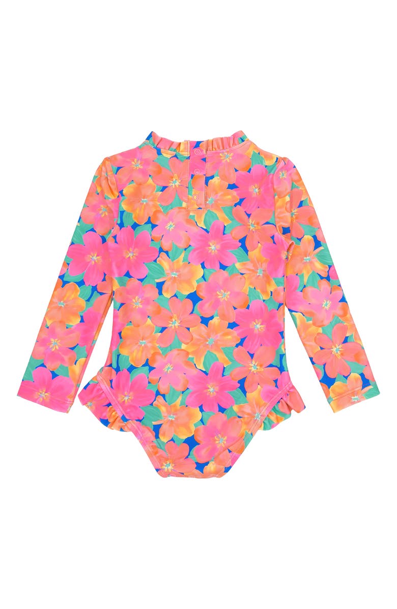 Feather 4 Arrow Frill Chaser One-Piece Rashguard Swimsuit, Alternate, color, 