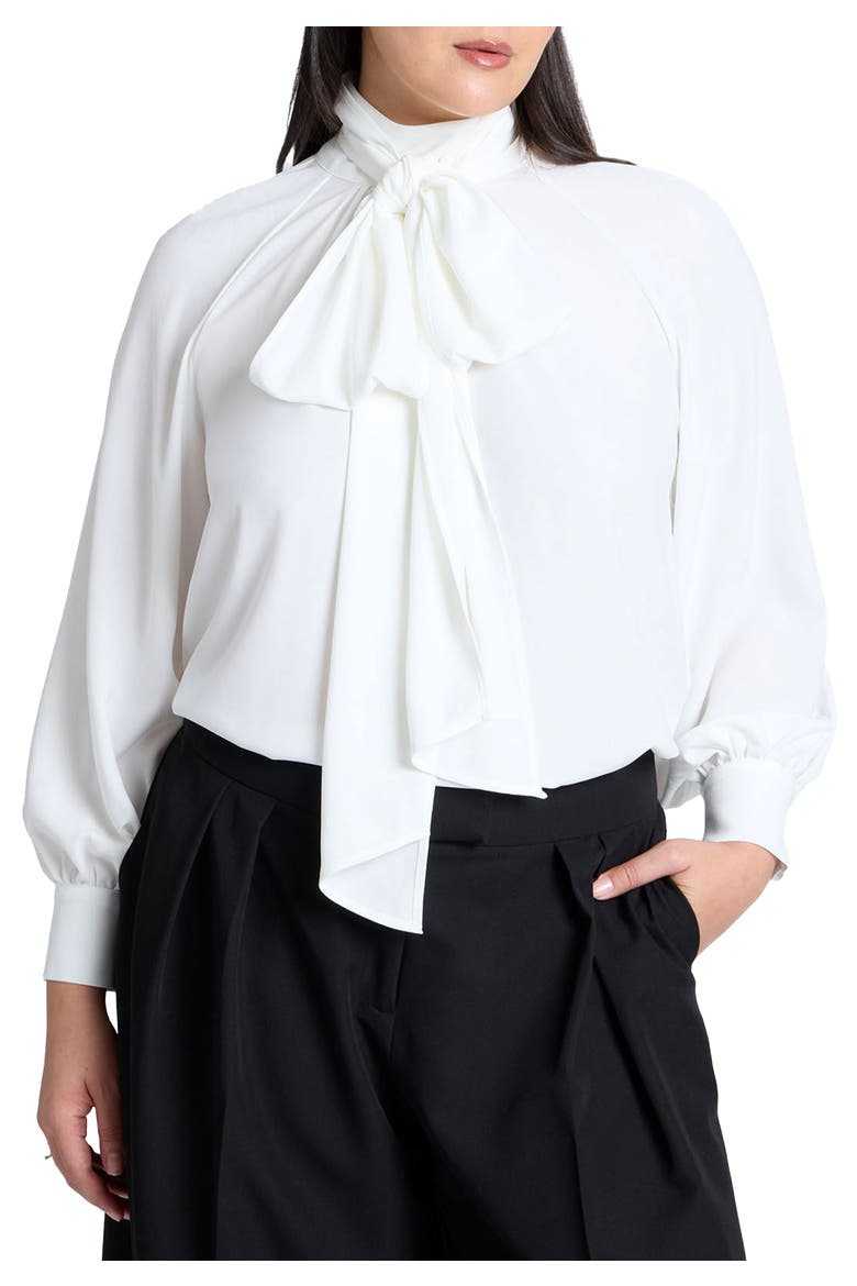 Dramatic Neck-Tie Blouse, Main, color, SUGAR SWIZZLE